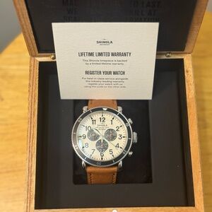 Shinola Chronograph with Brown Leather Strap